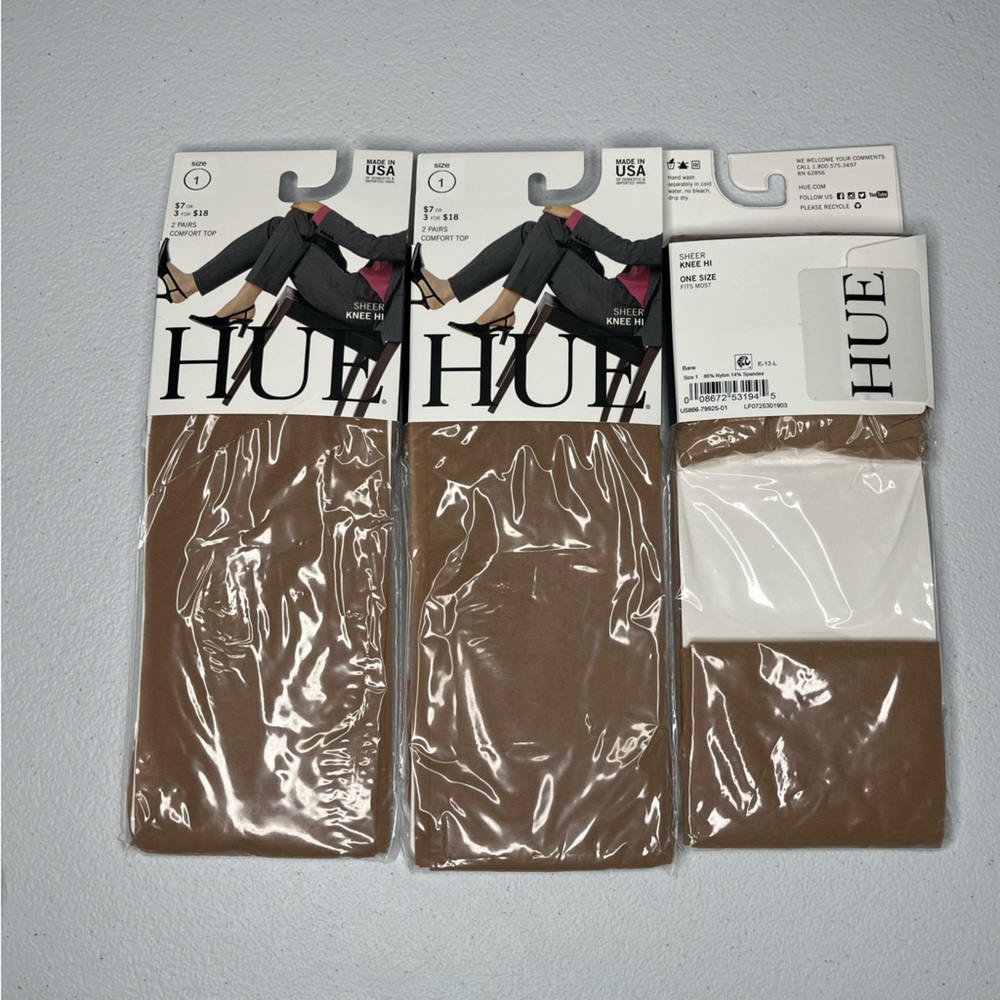 HUE Womens Sheer Knee High Pantyhose 6 Pack (Size 1)